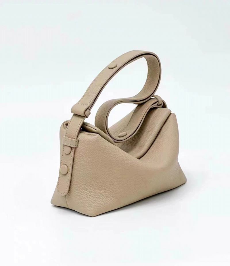 Sac À Main En Tricot Avec Sangle Tissée Sac À Bandoulière Simple Beige En Cuir Souple De Première Couche Pour Femmes - Beige