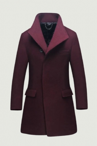 Beau Manteau En Feutre De Laine Décontracté Pour Hommes Trench-coat Mi-long À Revers Slim Jeunes D'âge Moyen