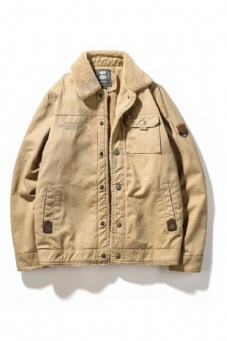 Hiver Coton Veste Chaud Épais Polaire Manteau Hommes Col De Fourrure Militaire Décontracté Coupe-vent De Survêtement Mâle