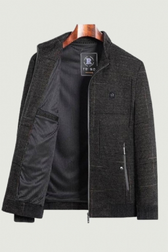 Homme Beau Avec Version Veste Mince Décontracté Tendance Manteau En Laine Épais Hiver