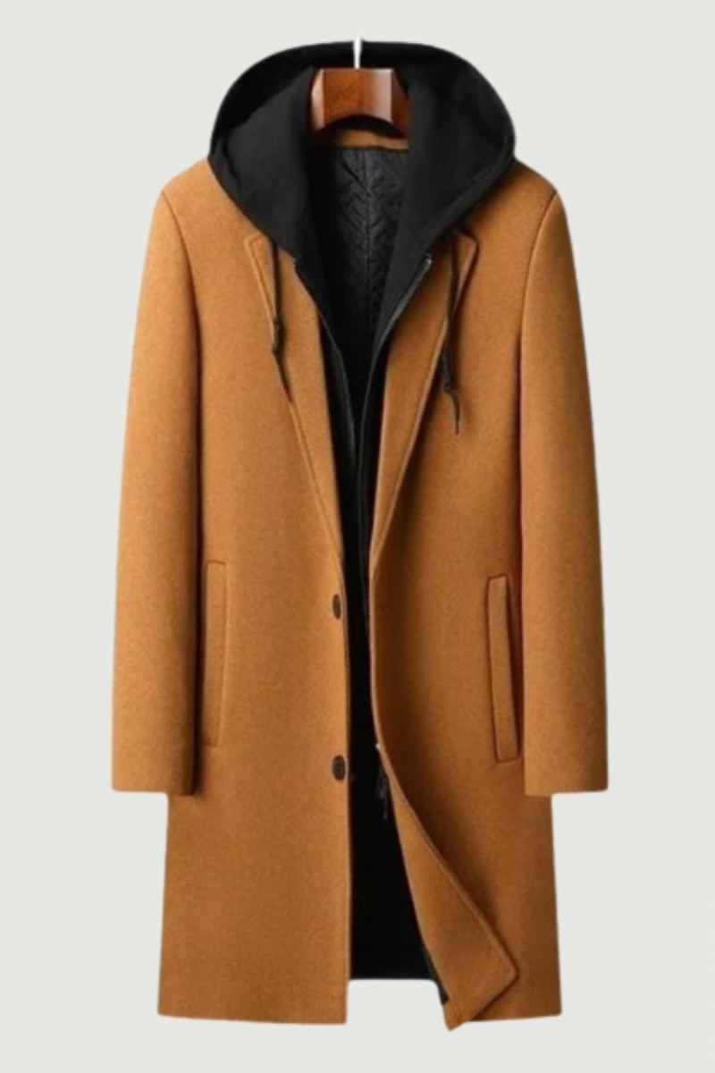 Hommes À Capuche Mélanges De Laine Cachemire Longs Manteaux De Décontractés Trench D'hiver Affaires Décontracté Vestes Taille 4xl