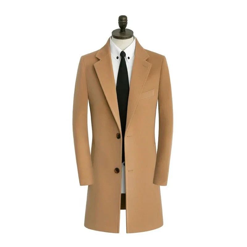 Hommes Laine Manteau Double Face Polaire Costume Chaud Coupe-vent Décontracté Simple Boutonnage Épais - Bleu