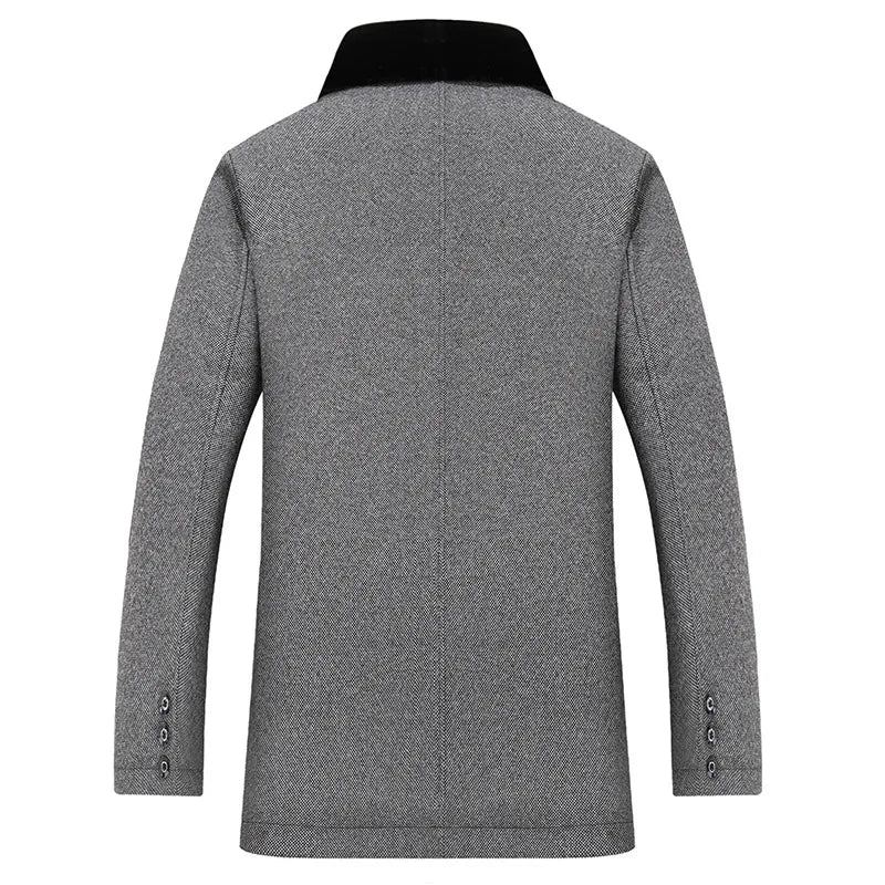 Hommes Manteau De Laine Hiver Long Veste D'hiver Automne Mélange Pardessus Trench Coat - Gris