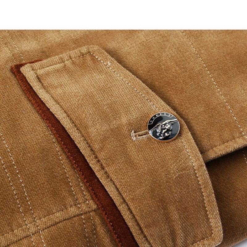 Hommes Vestes Hiver Col Montant Chaud Pardessus Mâle Loisirs Fermeture Éclair Manches Longues Coton Rembourré - Kaki
