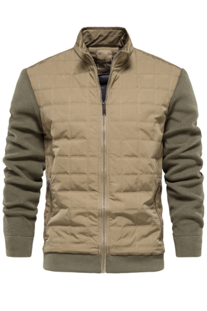 Manteaux À Col Montant Et Fermeture Éclair Pour Hommes Manches Tricotées Décontractées Vestes D'épissure De Haute Qualité Automne Hiver
