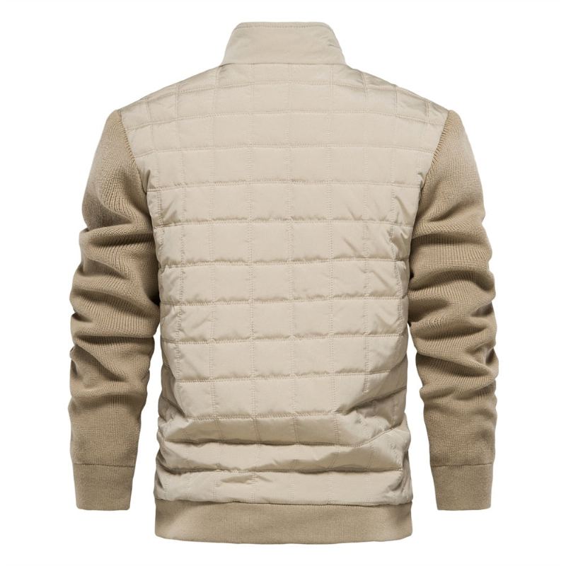 Manteaux À Col Montant Et Fermeture Éclair Pour Hommes Manches Tricotées Décontractées Vestes D'épissure De Haute Qualité Automne Hiver - Vert