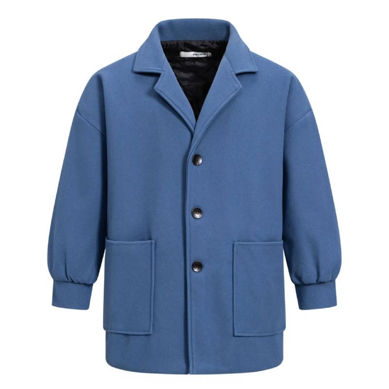 Manteaux En Laine Vestes Pour Hommes Hiver Chaud Épais Manteau Simple Vêtements De Sport En Vrac Mâle - Kaki