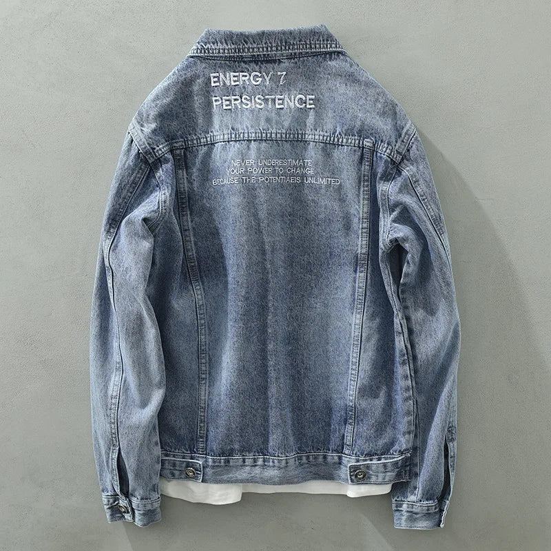Printemps Automne Hommes Rétro Denim Vestes À Manches Longues Hip Hop Streetwear Simple - Bleu