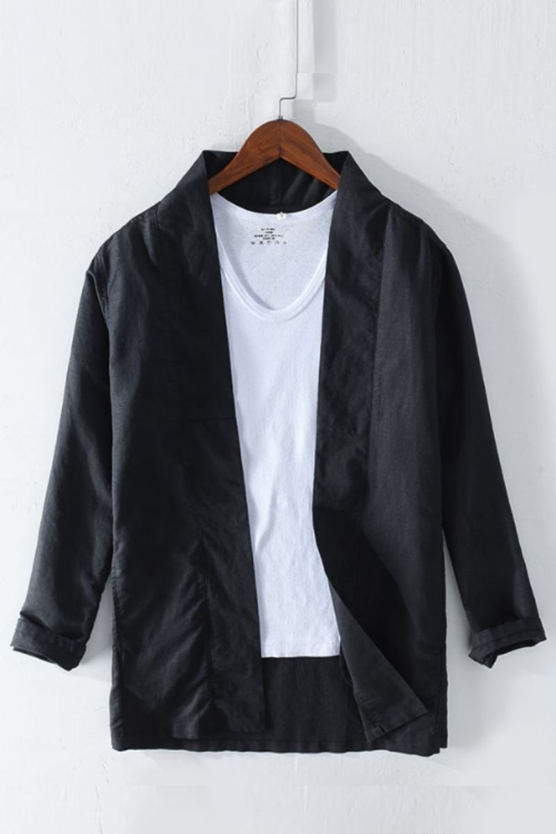 Style Hommes Cardigan Homme Vêtements Manteaux Vestes Vintage Point Ouvert Rétro Bouton À Manches Longues Printemps Mâle