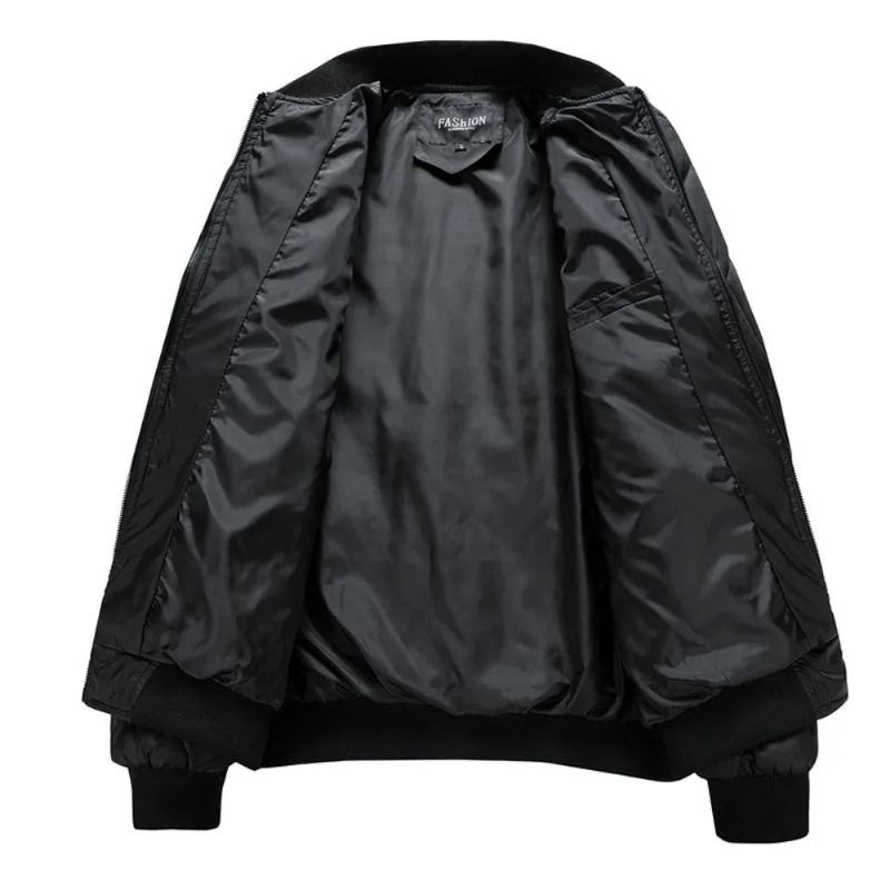 Veste D'hiver Pour Hommes Col De Baseball Maille Pressée Légère Vintage Vol Décontracté Manches Longues - Gris