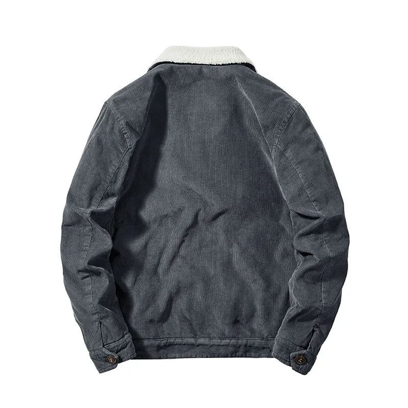 Veste D'hiver En Velours Côtelé Pour Hommes Coupe-vent À Doublure Épaisse Manteaux Militaires D'affaires Décontractés Bombardier - Kaki