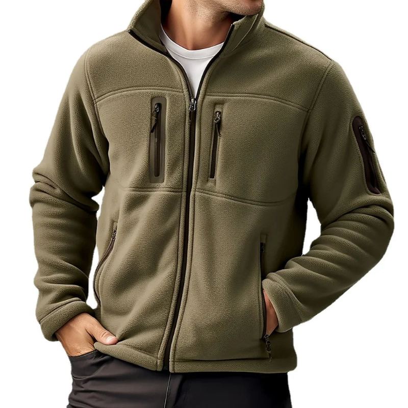 Veste Polaire Vintage Pour Hommes Avec Doublure En Maille - Vert Armée