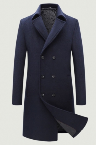 Vestes En Laine Pour Hommes Trench Long Et Épais Manteaux Chauds De Loisirs Mélangés Automne Et Hiver