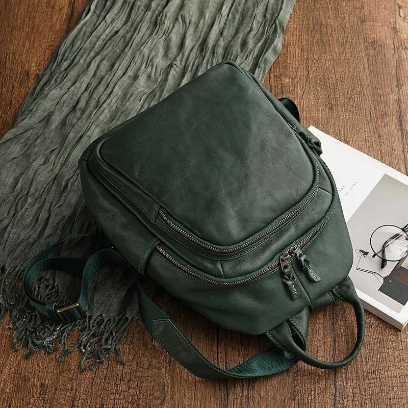Sacs À Dos En Cuir Véritable Pour Femmes Sac À Dos De Voyage De Luxe De Styliste - Café