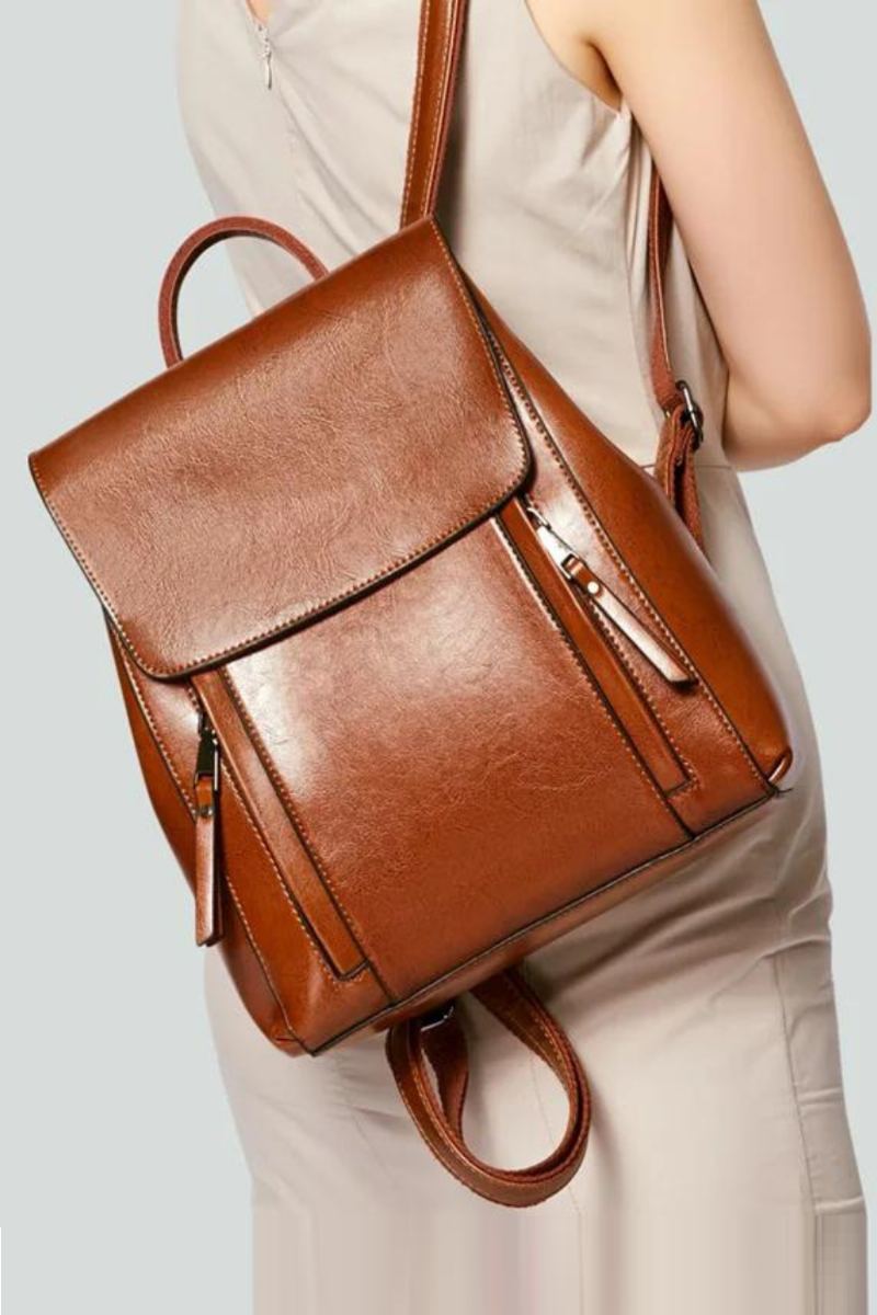 Sacs À Dos De Style Rétro Pour Femmes Sac À Bandoulière En Cuir Sac À Main Solide