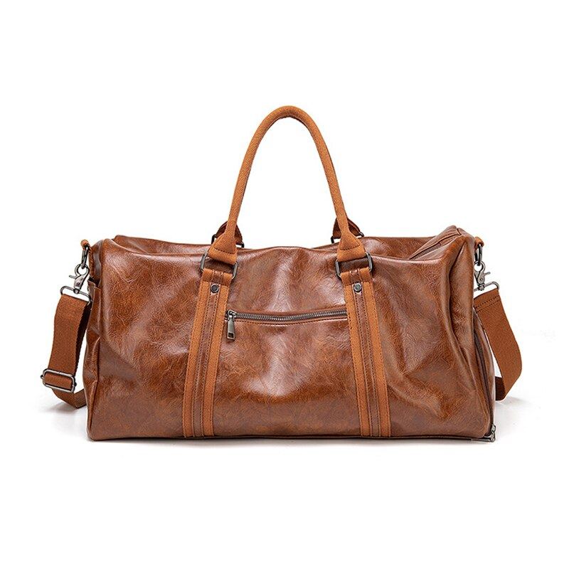 Sac À Main En Cuir Pour Hommes Sac De Voyage De Grande Capacité Sac À Bandoulière Fourre-tout Décontracté Sacoches - Noir