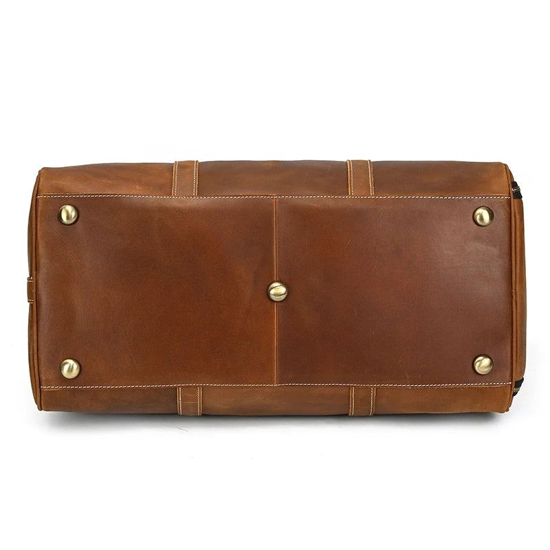 Sac À Main En Cuir Pour Hommes Sac De Voyage En Véritable Sacs À Bandoulière Ordinateur Portable À Bagages Réels - Marron