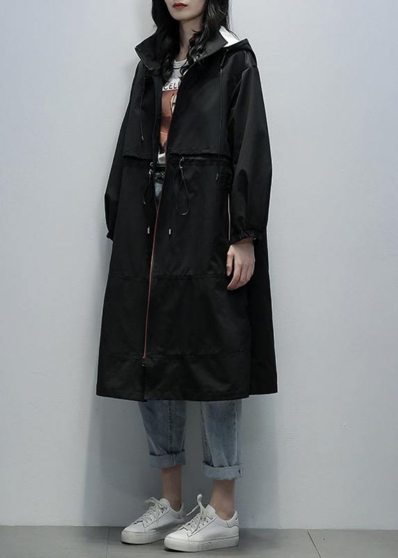 Art Noir Vêtements De Mode Pour Femmes Manteaux À Capuche Avec Fermeture Éclair - Trenchs femmes
