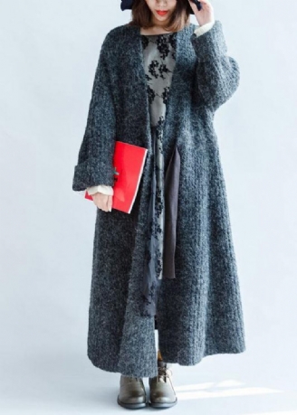 Esthétique Automne Tricots Tendance Grande Taille Gris Foncé Cravate