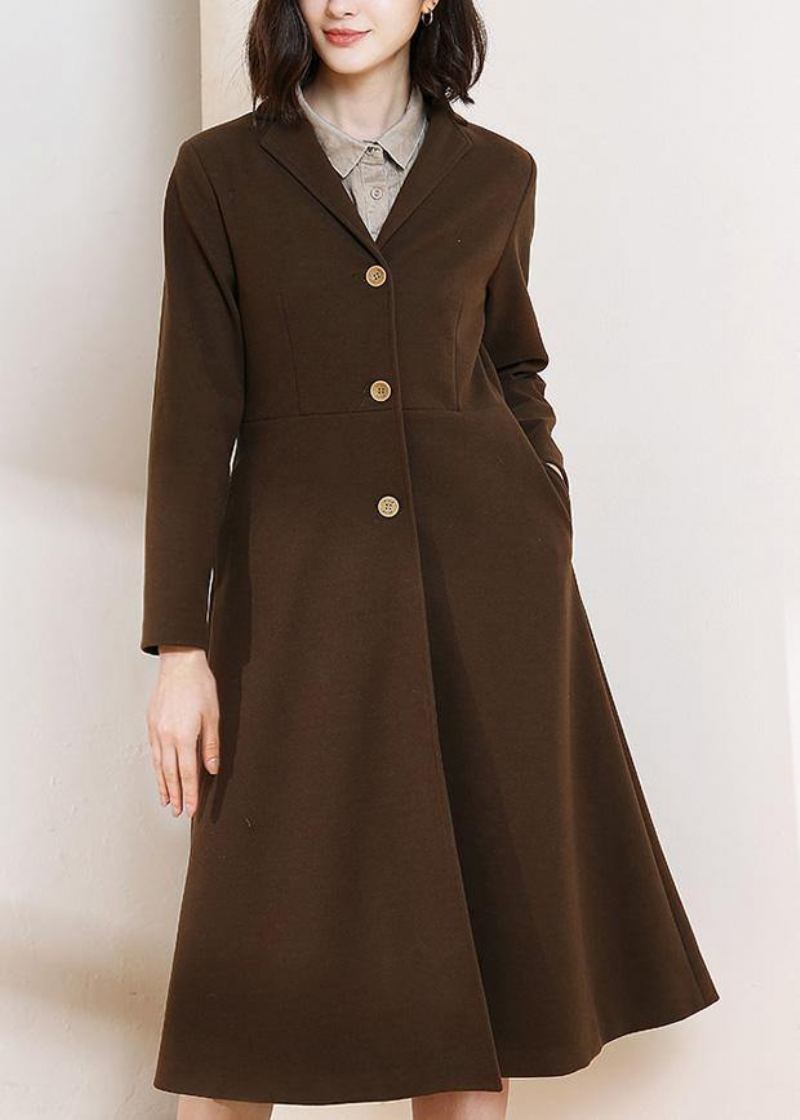 Magnifique Trench-coat Chocolat Grande Taille Motif À Gros Ourlet Manteaux De Printemps Pour Femmes