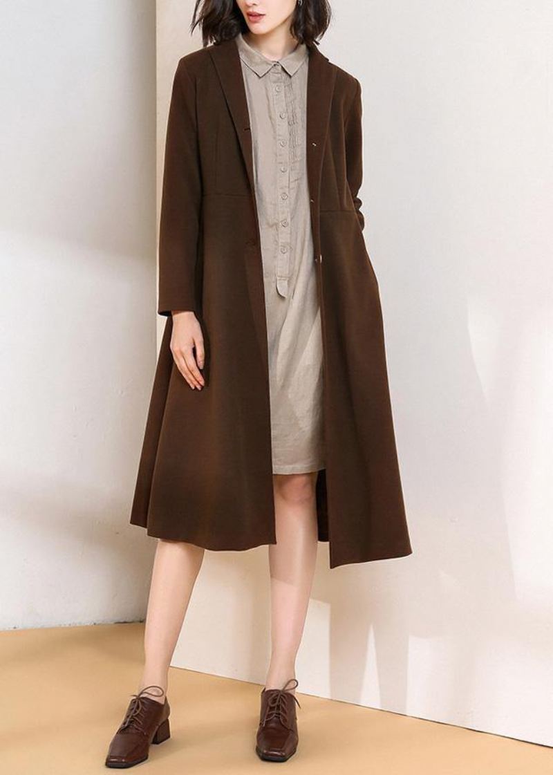 Magnifique Trench-coat Chocolat Grande Taille Motif À Gros Ourlet Manteaux De Printemps Pour Femmes - Trenchs femmes