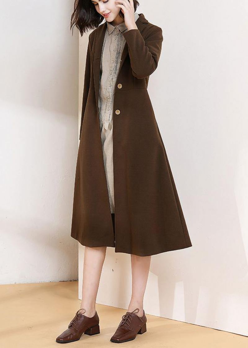 Magnifique Trench-coat Chocolat Grande Taille Motif À Gros Ourlet Manteaux De Printemps Pour Femmes - Trenchs femmes