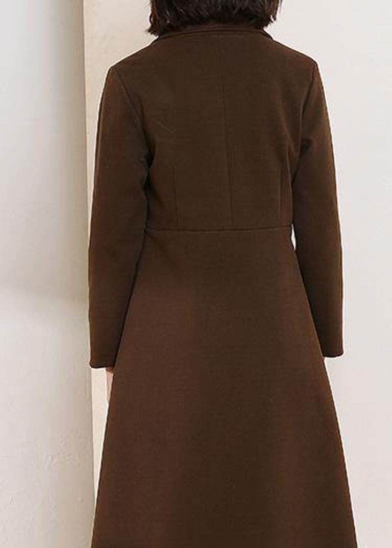 Magnifique Trench-coat Chocolat Grande Taille Motif À Gros Ourlet Manteaux De Printemps Pour Femmes - Trenchs femmes