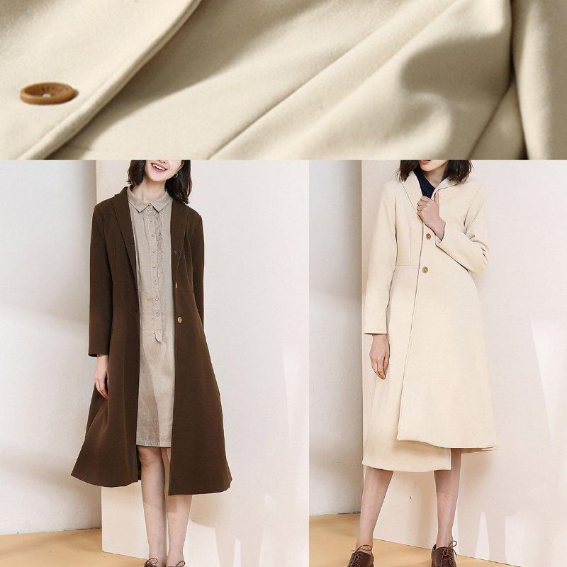 Magnifique Trench-coat Chocolat Grande Taille Motif À Gros Ourlet Manteaux De Printemps Pour Femmes - Trenchs femmes