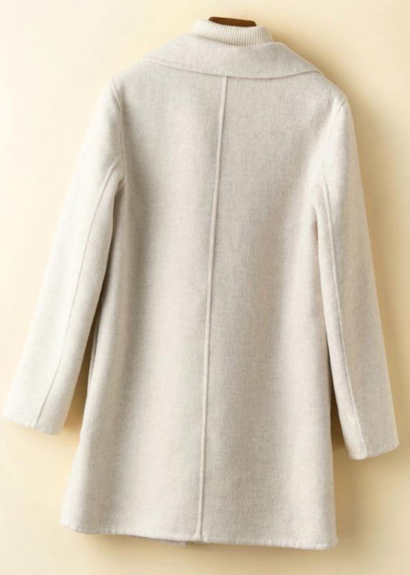 Manteau Tunique Élégant Avec Poches Crantées À La Mode Beige Vêtements D'extérieur Artistiques - Vert