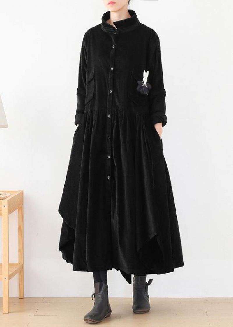 Manteaux Faux Deux Pièces À Col Polo Pour Femmes Vêtements D'extérieur Amples Noirs