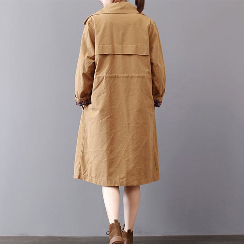 Nouveau Manteaux Kaki Grande Taille Col À Revers Vêtements D'extérieur Vintage Manteau Sauvage - Trenchs femmes