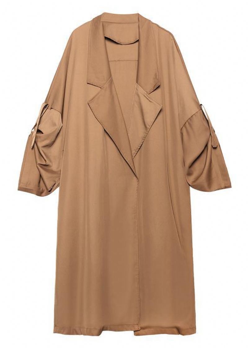 Style Poches Crantées Fine Manteau Long Sblack Manteaux Femme Surdimensionnés - Noir