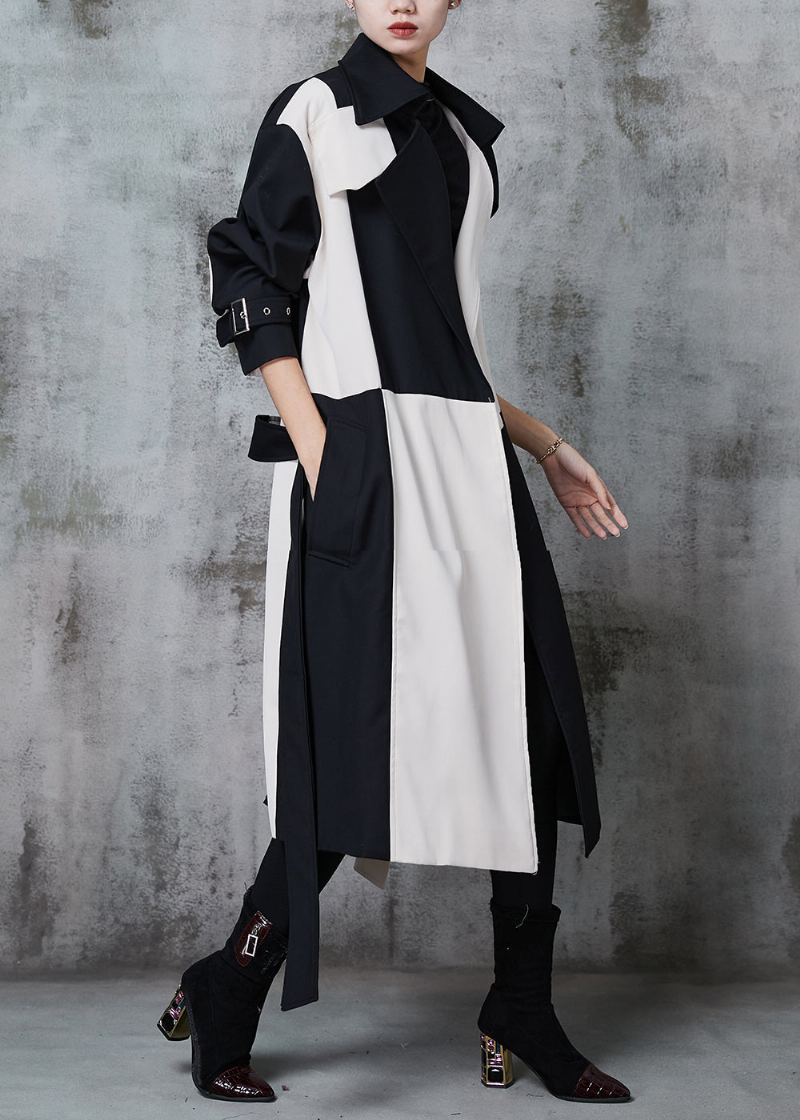 Trench-coat En Coton Design Original Colorblock Cranté Patchwork Printemps - Trenchs femmes