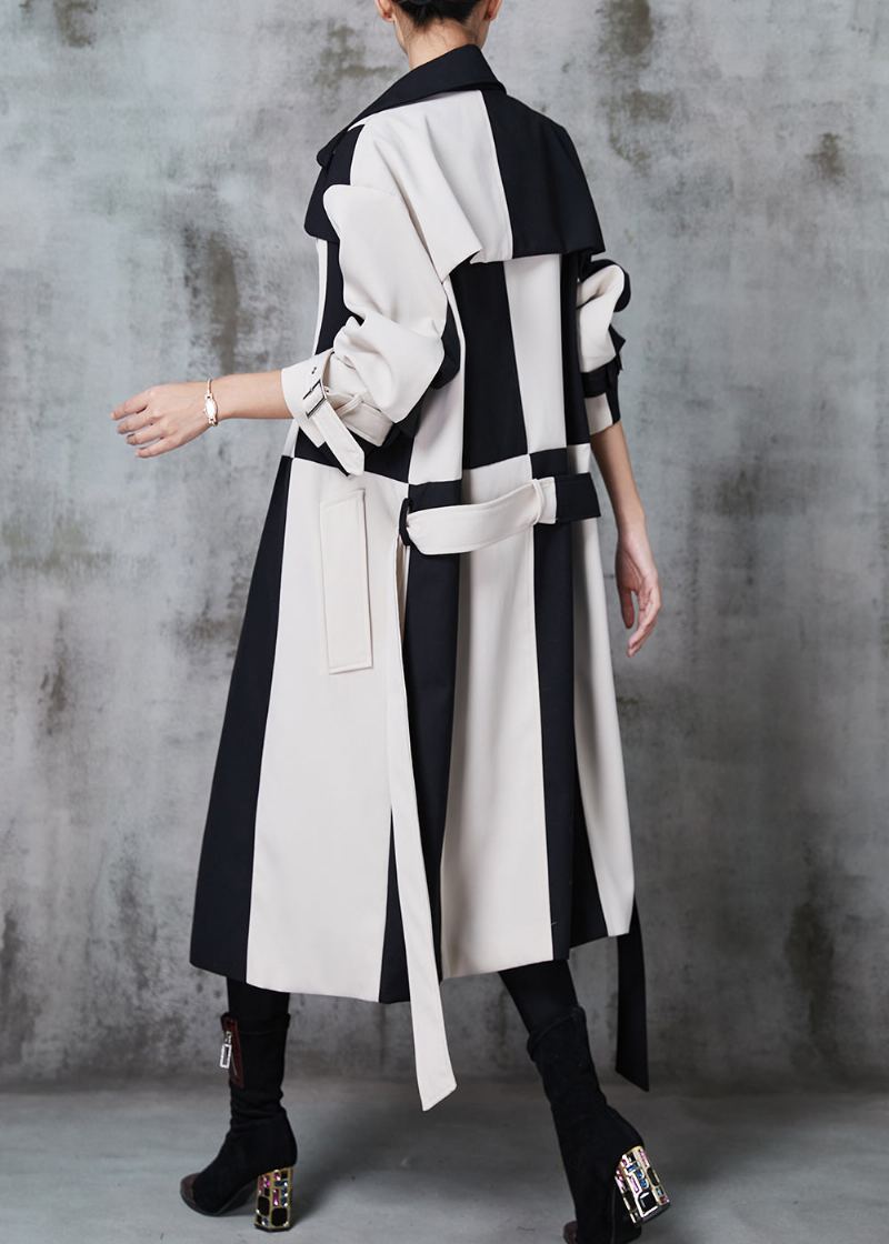 Trench-coat En Coton Design Original Colorblock Cranté Patchwork Printemps - Trenchs femmes