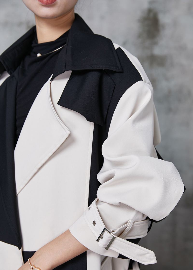 Trench-coat En Coton Design Original Colorblock Cranté Patchwork Printemps - Trenchs femmes