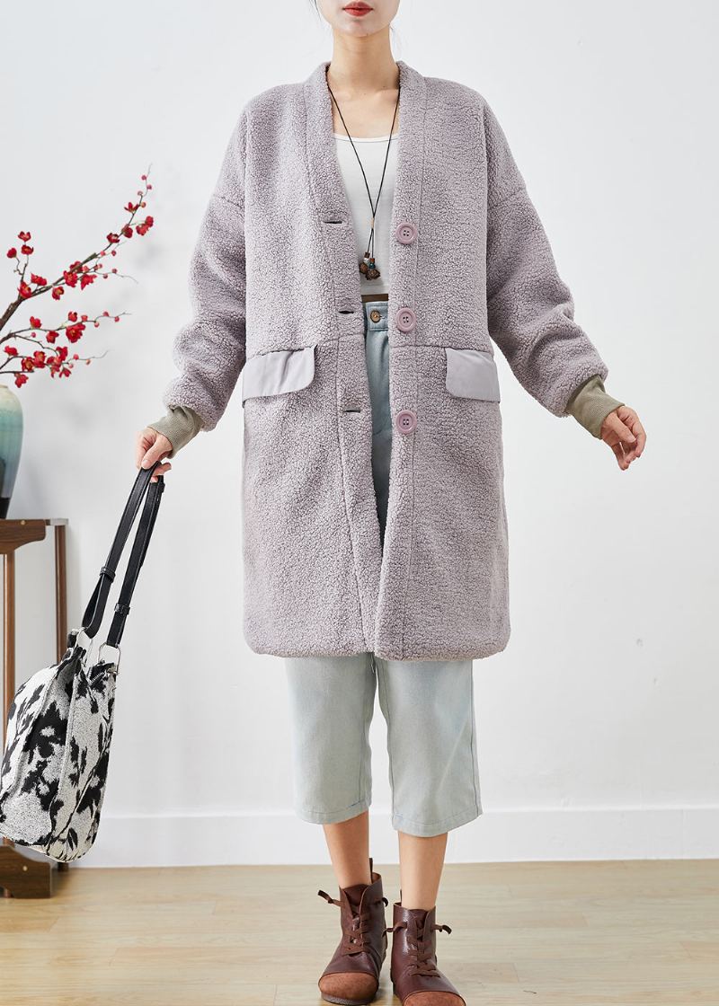 Trench Teddy Violet Clair Col V Boutonné Automne - Trenchs femmes