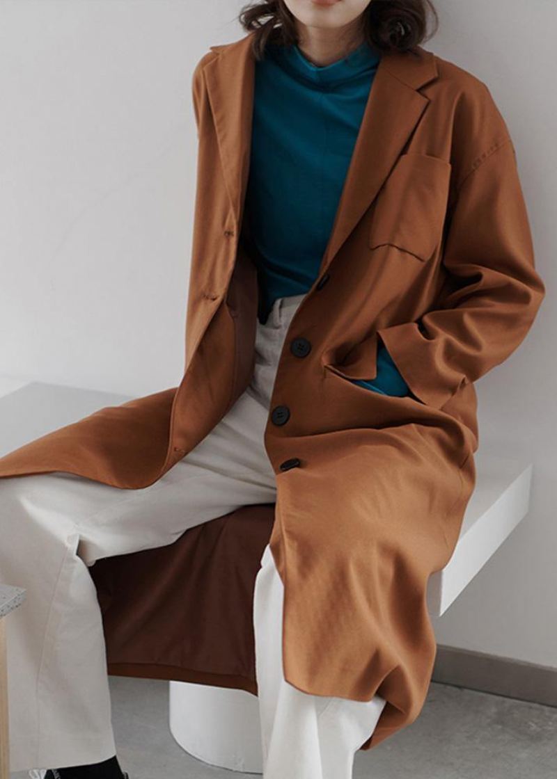 Tuniques De Mode Marron Bricolage Pour Femmes Cadeaux Manteau D'automne À Col À Revers - Trenchs femmes