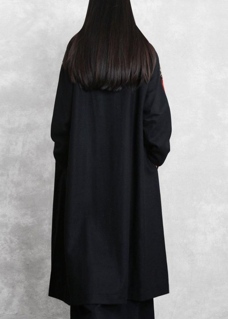 Vestes Longues Surdimensionnées Manteau À Carreaux Noirs À Capuche Patchwork Pardessus En Laine Boutique - Trenchs femmes