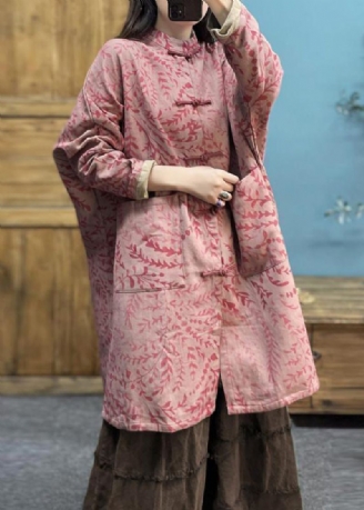 Vintage Rose Imprimé Poches Coton Trench Printemps