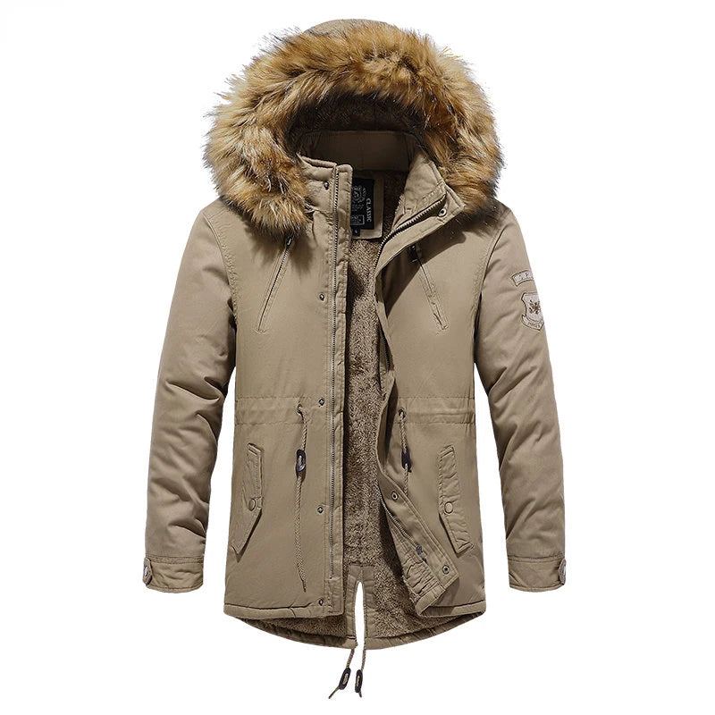 Veste D'hiver Parkas Hommes Coton Épais Polaire Col Chaud À Capuche Parka Décontracté Plusieurs Poches Vestes Coupe-vent - Vert