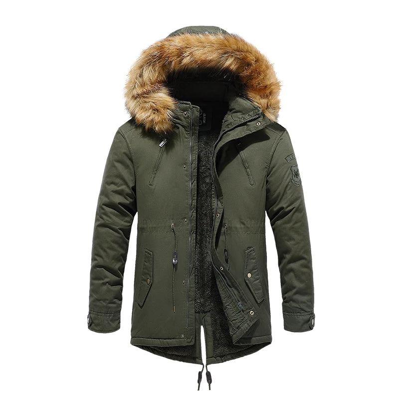 Veste D'hiver Parkas Hommes Coton Épais Polaire Col Chaud À Capuche Parka Décontracté Plusieurs Poches Vestes Coupe-vent - Vert