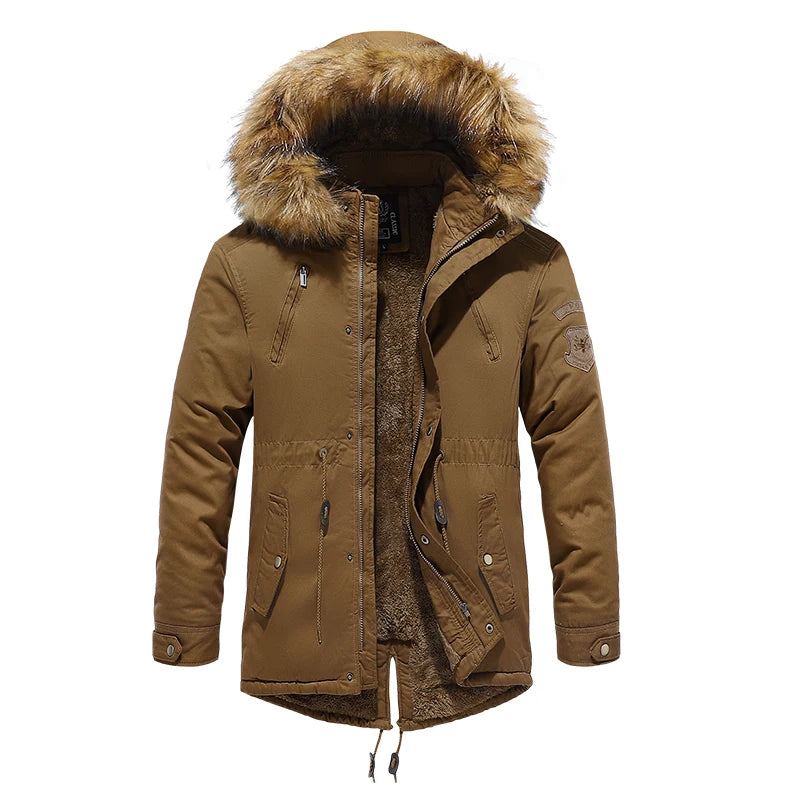 Veste D'hiver Parkas Hommes Coton Épais Polaire Col Chaud À Capuche Parka Décontracté Plusieurs Poches Vestes Coupe-vent - Vert