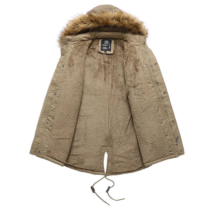 Veste D'hiver Parkas Hommes Coton Épais Polaire Col Chaud À Capuche Parka Décontracté Plusieurs Poches Vestes Coupe-vent - Vert