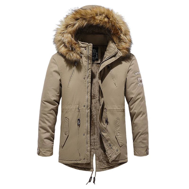 Veste D'hiver Parkas Hommes Coton Épais Polaire Col Chaud À Capuche Parka Décontracté Plusieurs Poches Vestes Coupe-vent - Vert