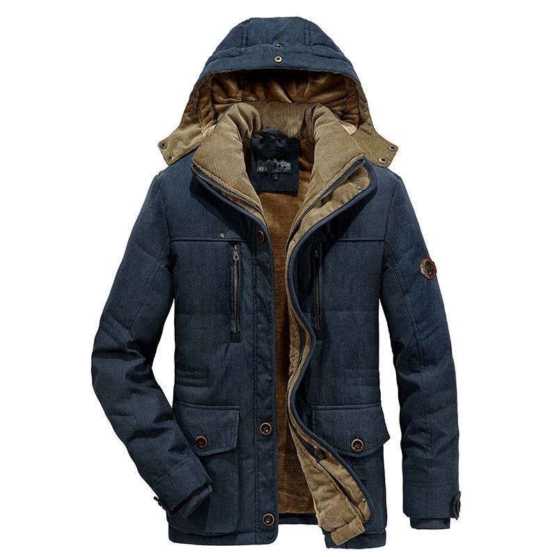 Vestes Militaires Épaisses Et Chaudes Pour Hommes Parkas Décontractées Slim Multi-poches Manteaux À Capuche Rembourrés En Coton Polaires Hiver - Vert Armée