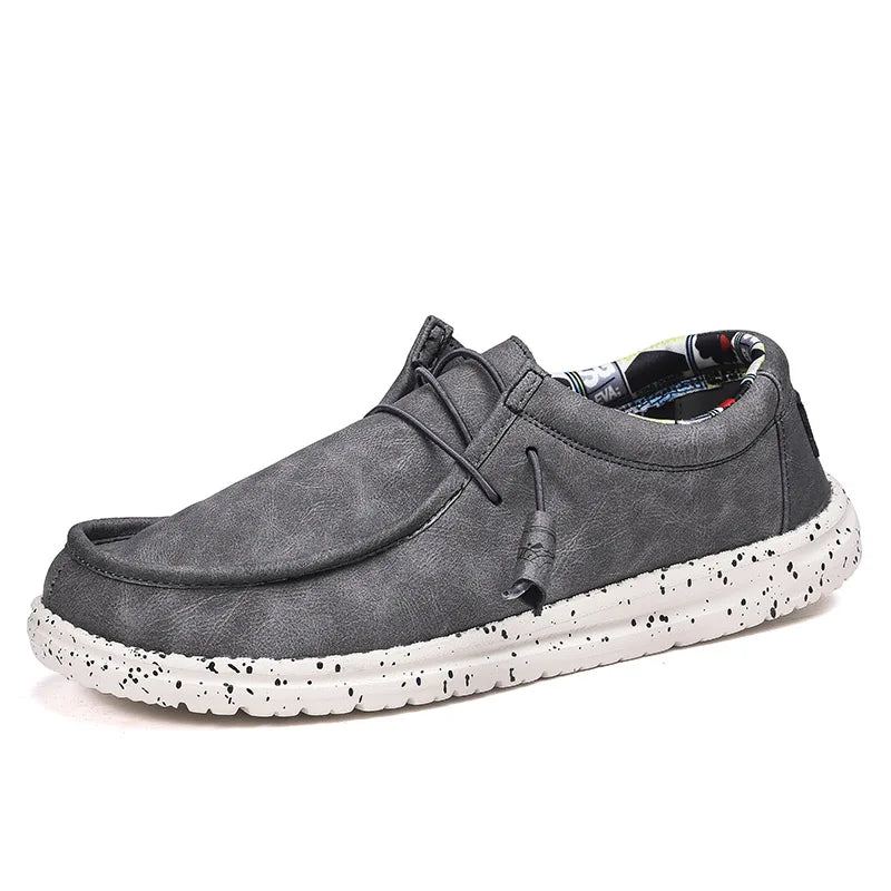 Chaussures Décontractées En Cuir Pour Hommes Mocassins De Style De Rue À Enfiler - Gris