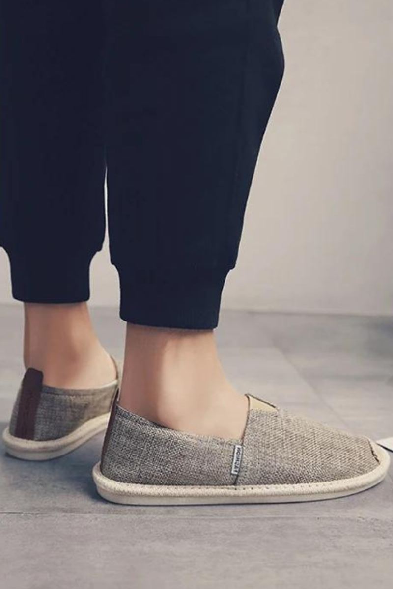 Chaussures En Toile Solide Pour Hommes Mocassins D'été Souples Respirants Confortables Doux À Porter