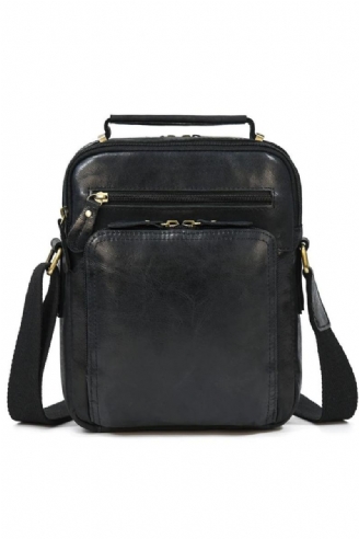 Sac À Bandoulière Multifonction Pour Hommes En Cuir Véritable Étanche Grande Capacité Sac À D'affaires Sacs De Voyage Noirs
