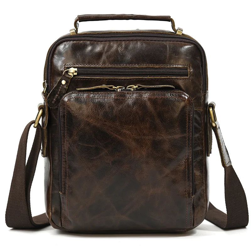 Sac À Bandoulière Multifonction Pour Hommes En Cuir Véritable Étanche Grande Capacité Sac À D'affaires Sacs De Voyage Noirs - Noir