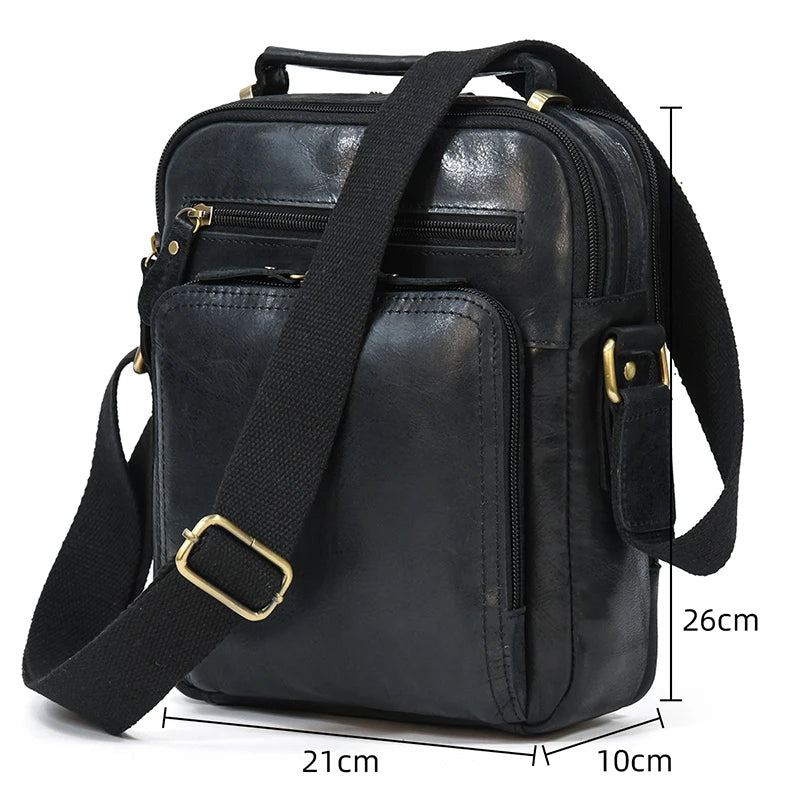 Sac À Bandoulière Multifonction Pour Hommes En Cuir Véritable Étanche Grande Capacité Sac À D'affaires Sacs De Voyage Noirs - Noir